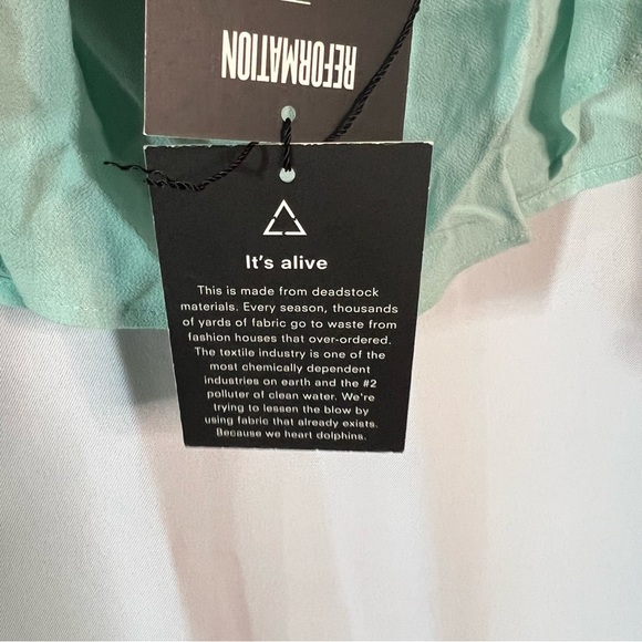 Reformation Cassidy Tank Top Size Large Mint Green Flowy Low Back - Picture 8 of 13